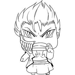 Desenho de Grimmjow chibi com máscara de mandíbula para colorir