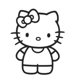 Desenho de Hello Kitty com um laço bonito para colorir