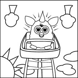 Desenho de Furby em um carrinho de montanha-russa para colorir