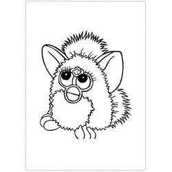 Desenho de Furby com pelo eriçado e olhos grandes para colorir
