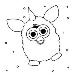 Desenho de Furby com olhos grandes e redondos para colorir