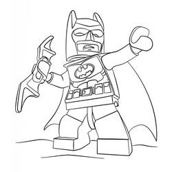 Desenho de LEGO Batman com um batarangue para colorir