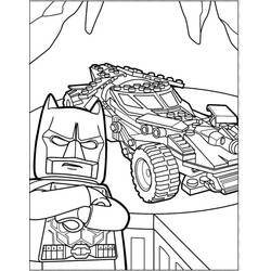 Desenho de LEGO Batman com o Batmóvel para colorir