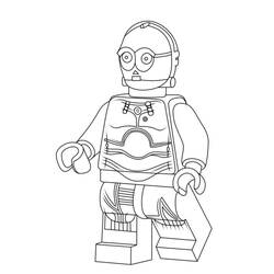 Desenho de C-3PO figura LEGO Star Wars em pé para colorir