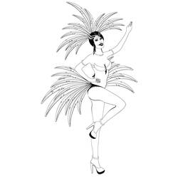 Desenho de Dançarino de Samba Brasileiro em traje de carnaval para colorir