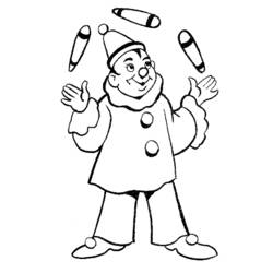 Desenho de Malabarista palhaço lançando três clavas para colorir