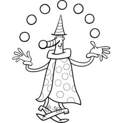 Desenho de Malabarista palhaço lançando bolas para colorir