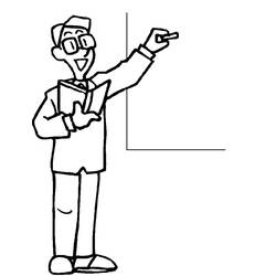 Desenho de Professor escrevendo no quadro-negro para colorir