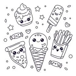 Comida Kawaii - Desenhos para colorir gratuitos
