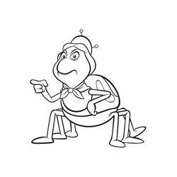 Desenho de Thekla apontando com expressão autoritária para colorir