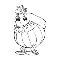 Desenho de Obelix de pé com os braços cruzados para colorir