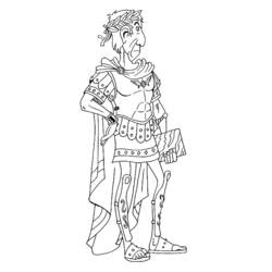 Desenho de Jules-César em pé com sua armadura romana para colorir
