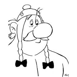 Desenho de Obelix em close com tranças e laços para colorir