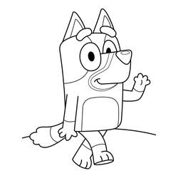 Desenho de Bluey acenando com um sorriso para colorir