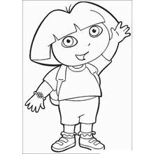 Desenho de Dora de mochila acenando com pulseira de contas para colorir