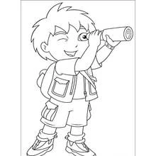 Desenho de Diego a olhar por um telescópio para colorir