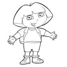 Desenho de Dora a Exploradora sorridente de braços abertos para colorir