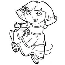 Desenho de Dora a Exploradora dançando alegremente para colorir