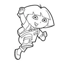 Desenho de Dora a Exploradora saltando alegremente para colorir
