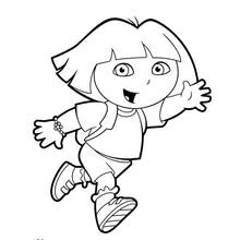 Desenho de Dora a Exploradora correndo alegremente para colorir