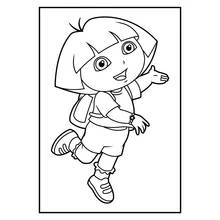 Desenho de Dora a Exploradora acenando com a mochila para colorir
