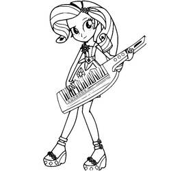 Desenho de Rarity tocando um teclado guitarra para colorir