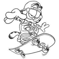 Desenho de Garfield andando de skate para colorir Desenho de Garfield andando de skate para colorir