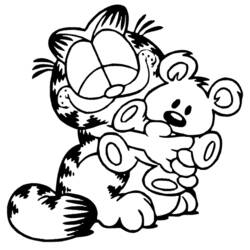Desenho de Garfield abraçando seu urso de pelúcia para colorir Desenho de Garfield abraçando seu urso de pelúcia para colorir