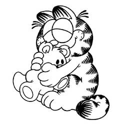 Desenho de Garfield abraçando seu ursinho de pelúcia para colorir Desenho de Garfield abraçando seu ursinho de pelúcia para colorir