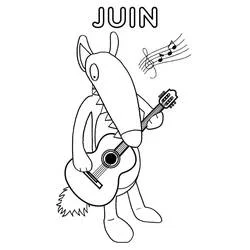 Desenho de Lobo Auzou tocando violão para junho para colorir