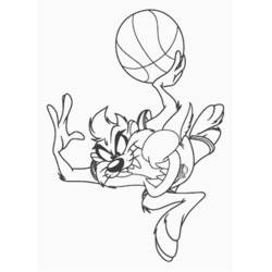 Desenho de Taz jogando basquete para colorir