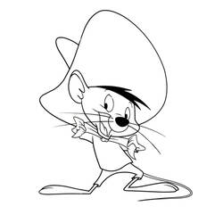 Desenho de Speedy Gonzales em pose animada para colorir