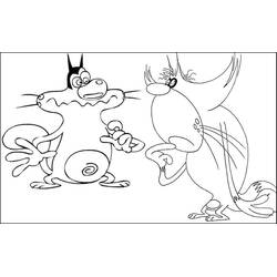 Desenho de Oggy e a barata frente a frente para colorir