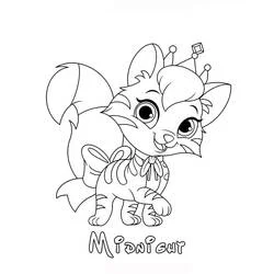 Desenho de Midnight, a gatinha de Palace Pets com um laço para colorir
