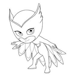 Desenho de PJ Masks Corujita em pose de ação para colorir