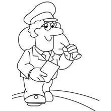 Desenho de Postman Pat entregando uma carta para colorir