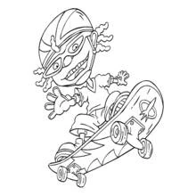 Desenho de Rocket Power criança fazendo manobra de skate para colorir
