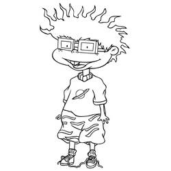 Desenho de Rugrats Chuckie Finster de pé e sorrindo para colorir