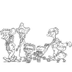 Desenho de Rugrats passeando em família para colorir
