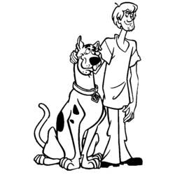Desenho de Scooby-Doo e Shaggy juntos de pé para colorir