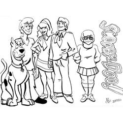 Desenho de Scooby Doo e a turma reunidos para colorir