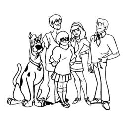 Desenho de Scooby Doo e a turma reunidos para colorir