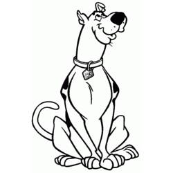 Desenho de Scooby Doo sentado e sorrindo para colorir