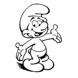 Desenho de Smurf sorridente de braços abertos para colorir