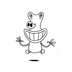 Desenho de Space Goofs alienígena flutuando com sorriso largo para colorir