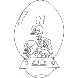 Desenho de Space Goofs alienígenas na nave espacial para colorir