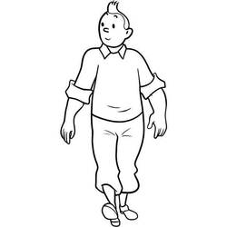 Desenho de Tintin caminhando para colorir