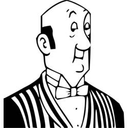 Desenho de Homem careca com gravata-borboleta e casaco listrado para colorir