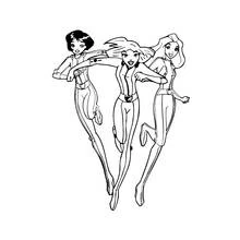 Desenho de Totally Spies correndo em ação para colorir