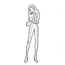 Desenho de Totally Spies garota em pose pensativa para colorir